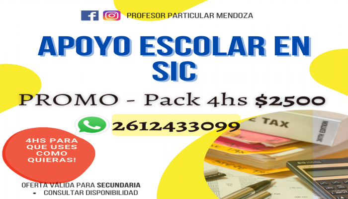 Súper promo PACK 4HS $2.500 - Clases MATEMÁTICA - SIC
